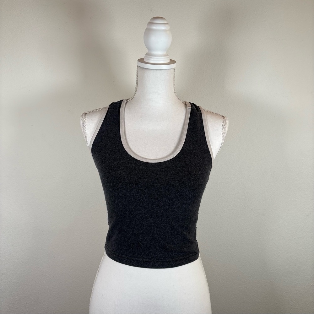 vintage max muscle contrast-trim crop tank top